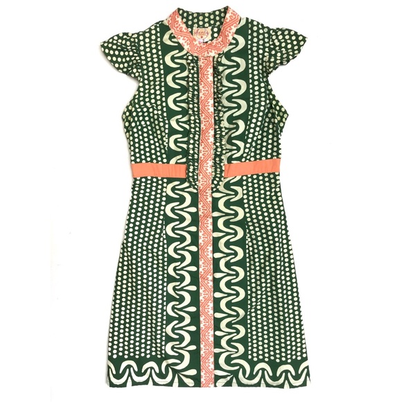 Anthropologie Dresses & Skirts - Anthro Plenty by Tracy Reese Green Peach Dot Dress